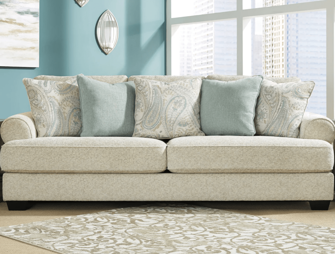 AshleyAshley 96205 Monaghan - Sofa Loveseat, Chair and a Half, Ottoman - Sandstone