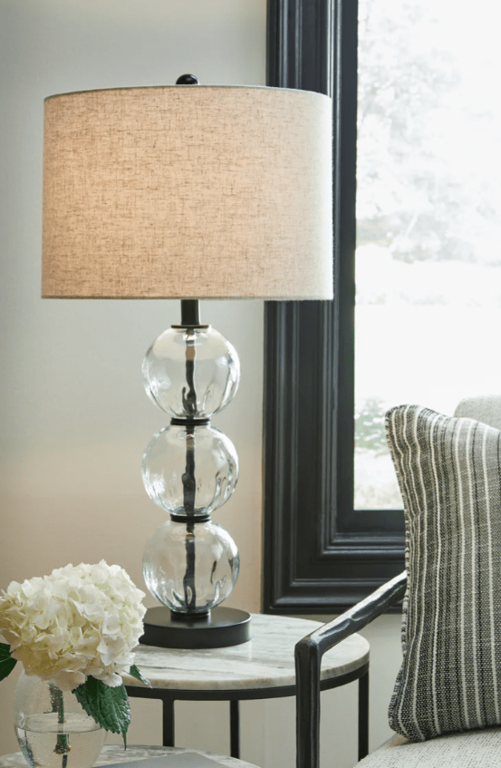 AshleyAshley Airbal - Glass Table Lamp (Set of 2) - Clear / Black