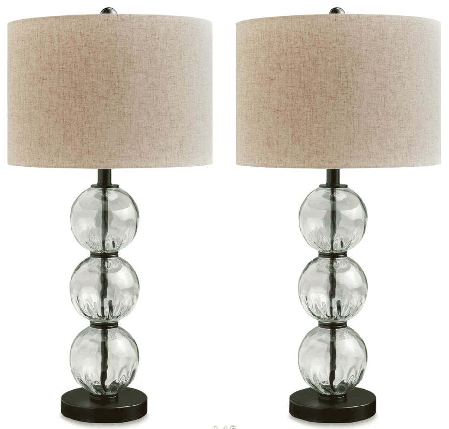 AshleyAshley Airbal - Glass Table Lamp (Set of 2) - Clear / Black