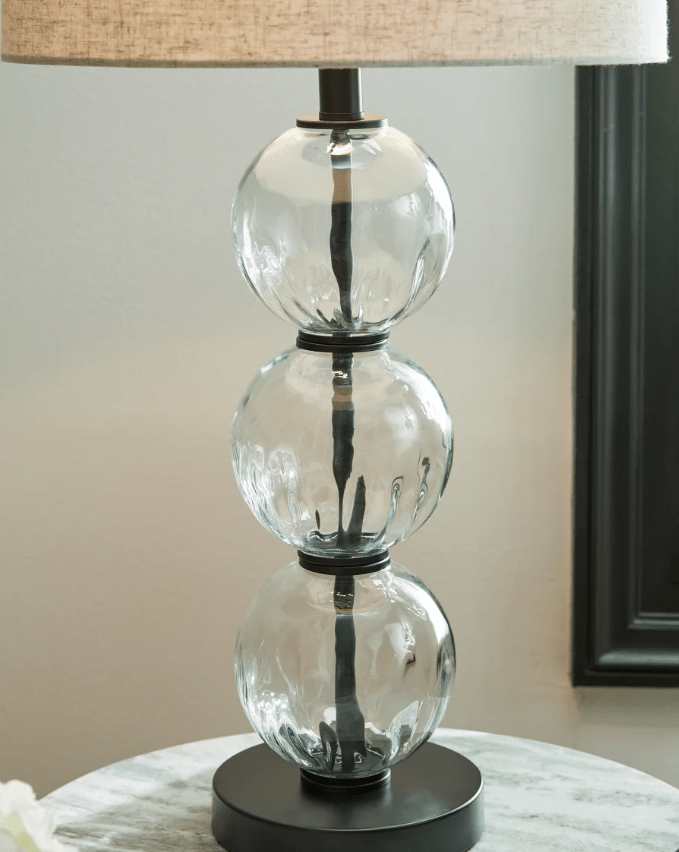 AshleyAshley Airbal - Glass Table Lamp (Set of 2) - Clear / Black