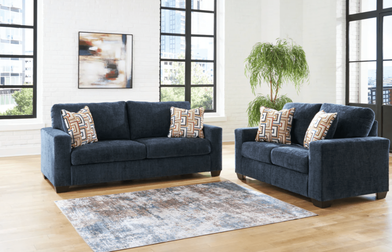 AshleyAshley Aviemore - 24303 - Sofa, Loveseat, Rocker Recliner, Ottoman - Ink