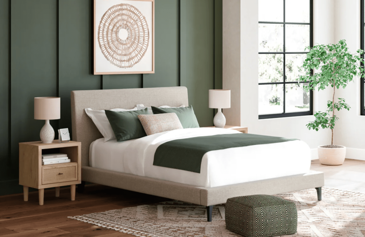 AshleyAshley B1199 Upholstered Bed with Roll Slats - Soft Gray