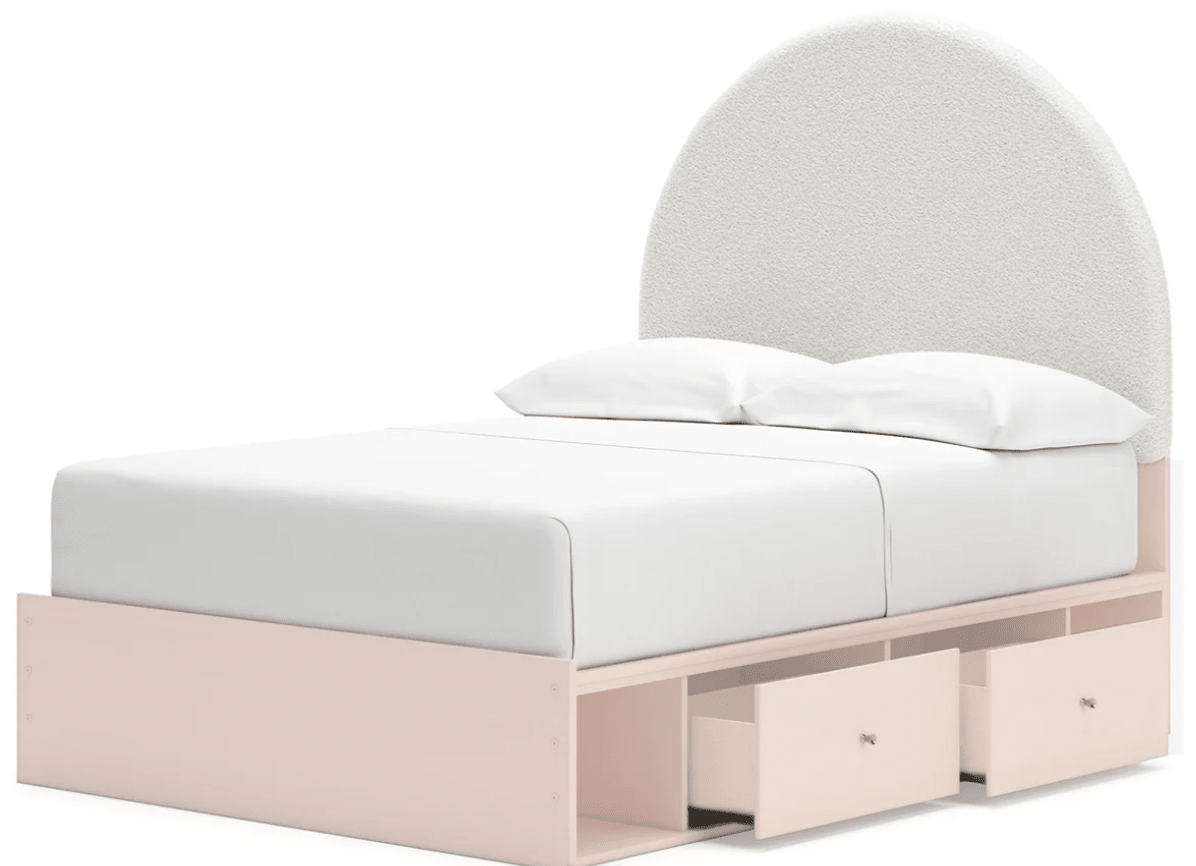 AshleyAshley B1323 Wistenpine - Upholstered Panel Bed With Side Storage - Blush