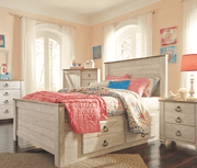 AshleyAshley B267 Willowton - Panel Bed with 2 Storage Drawers - Whitewash