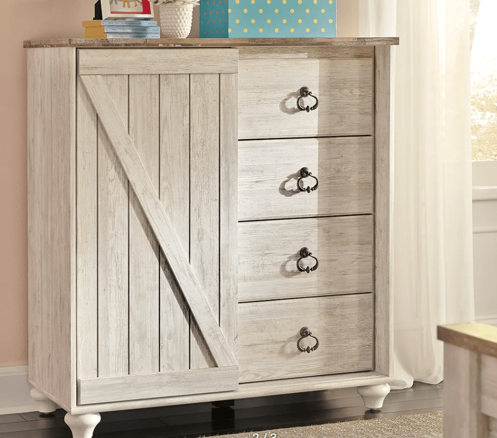 AshleyAshley B267 Willowton - Panel Bed with 2 Storage Drawers - Whitewash
