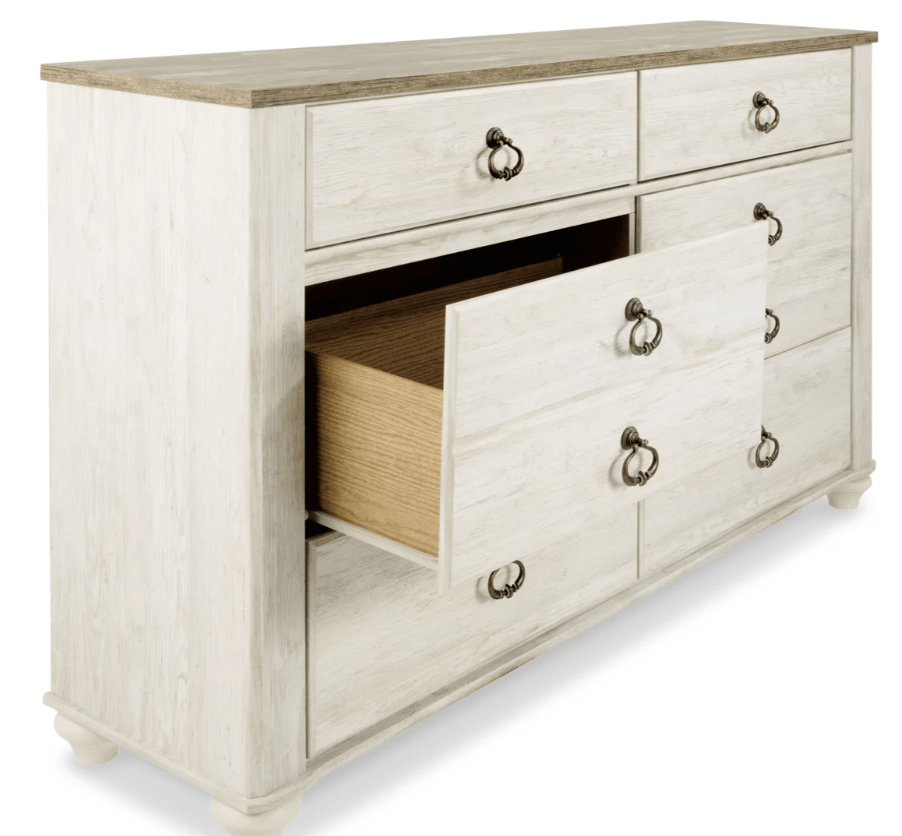 AshleyAshley B267 Willowton - Sleigh Bed With Faux Plank Design - Whitewash