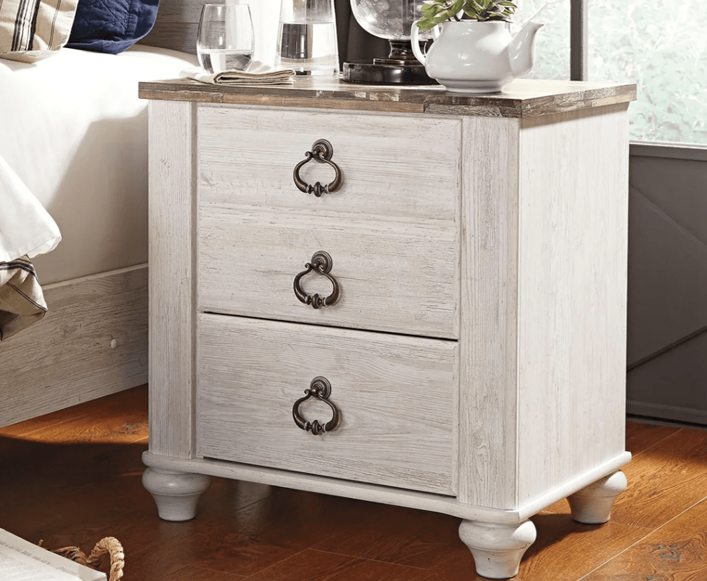 AshleyAshley B267 Willowton - Sleigh Bed With Faux Plank Design - Whitewash