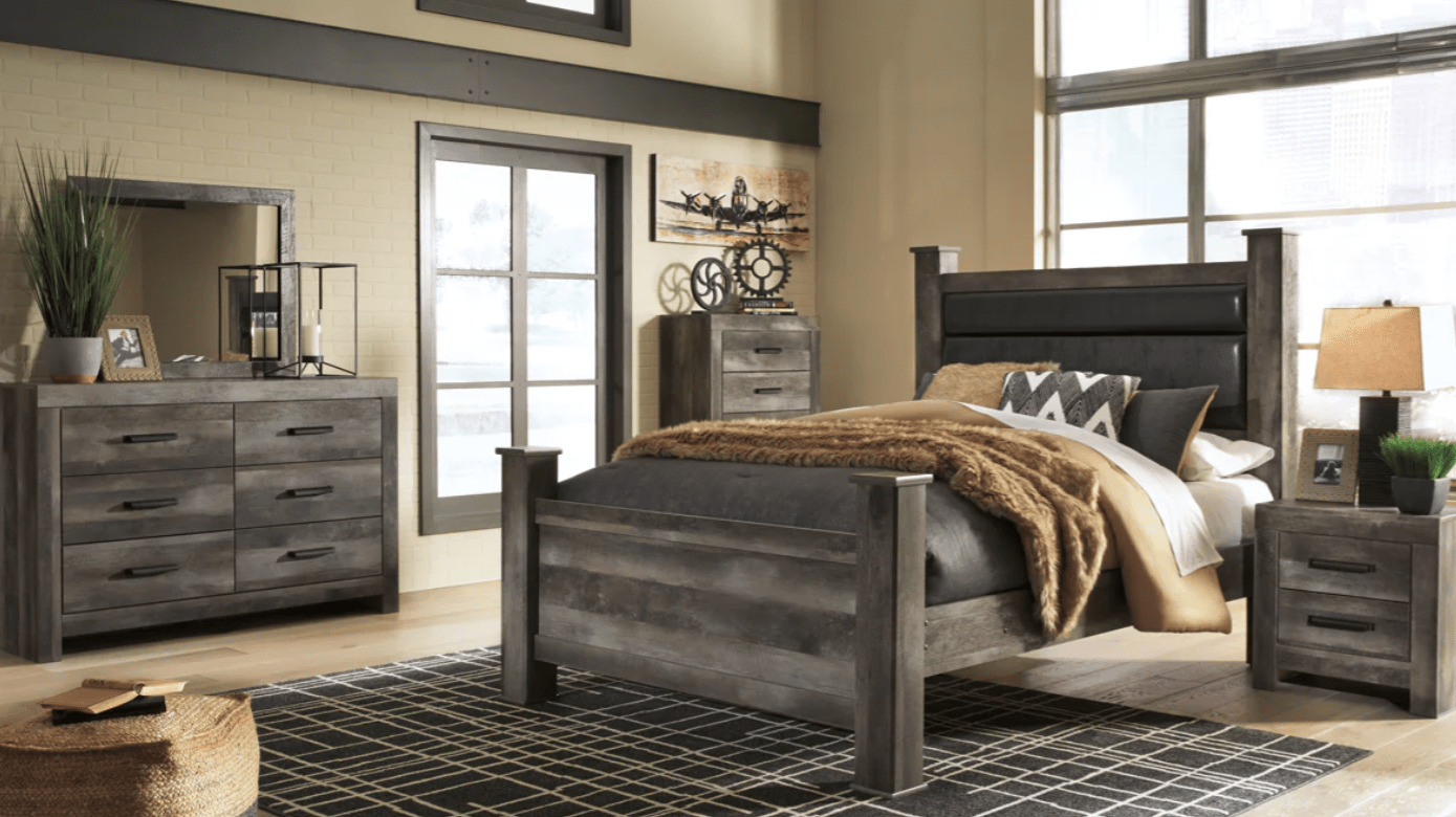 AshleyAshley B440 Wynnlow - Upholstered Poster Bed - Gray