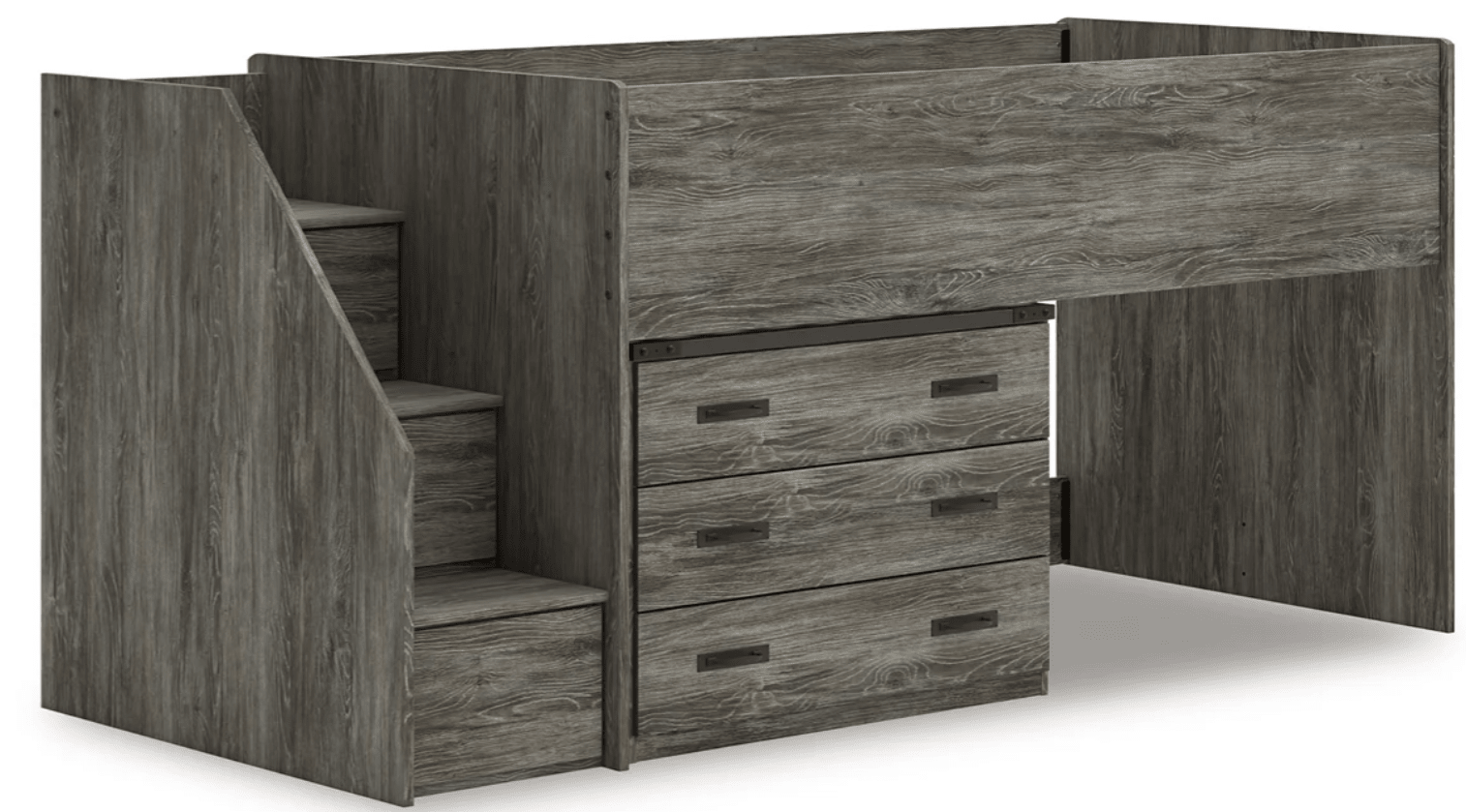 AshleyAshley B4480 Frandern - Twin Loft Bed With Left Storage Steps - Gray