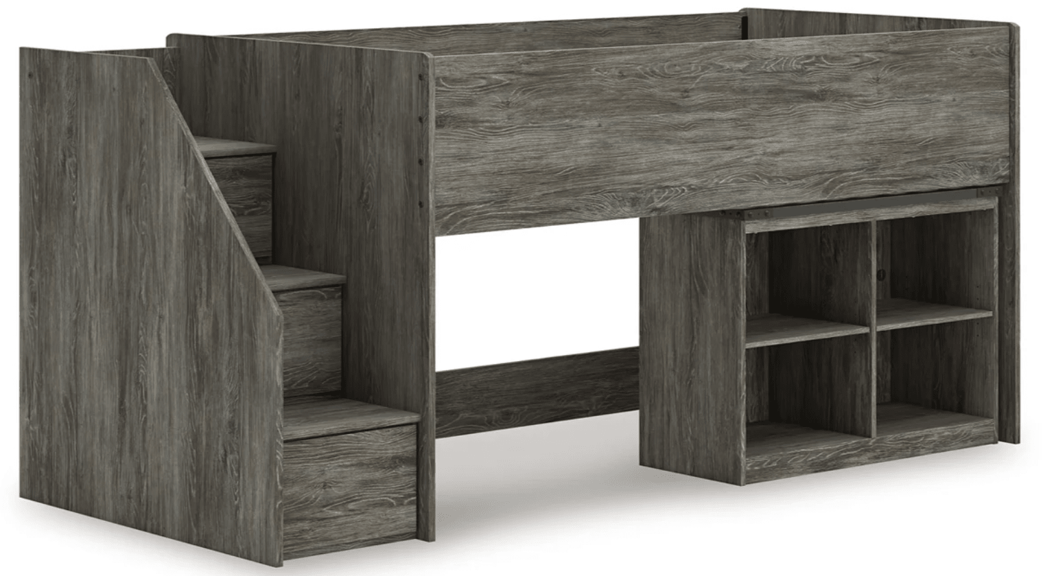 AshleyAshley B4480 Frandern - Twin Loft Bed With Left Storage Steps - Gray