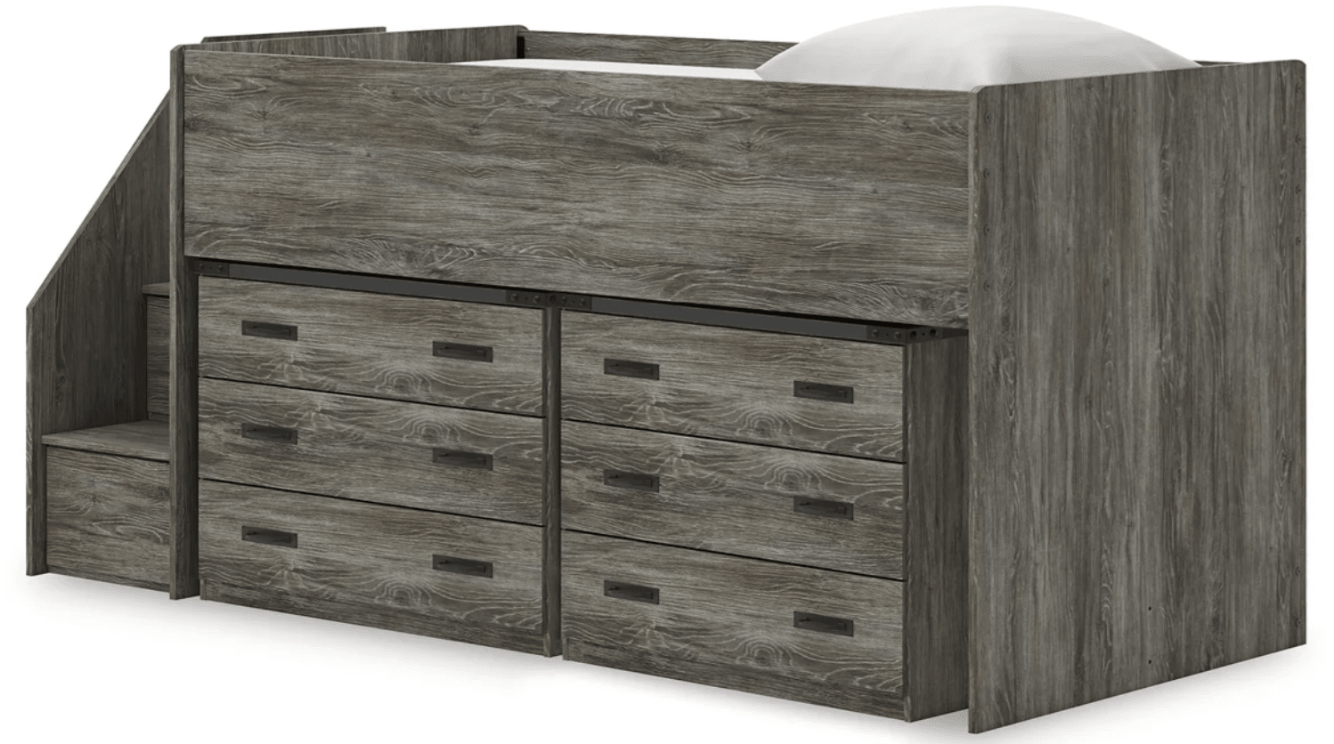 AshleyAshley B4480 Frandern - Twin Loft Bed With Left Storage Steps - Gray