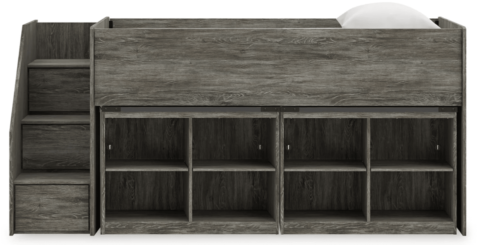 AshleyAshley B4480 Frandern - Twin Loft Bed With Left Storage Steps - Gray
