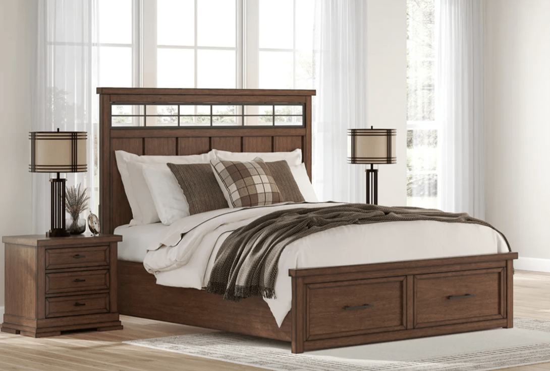 AshleyAshley B849 Taffenbrook - Panel Storage Bed - Medium Brown