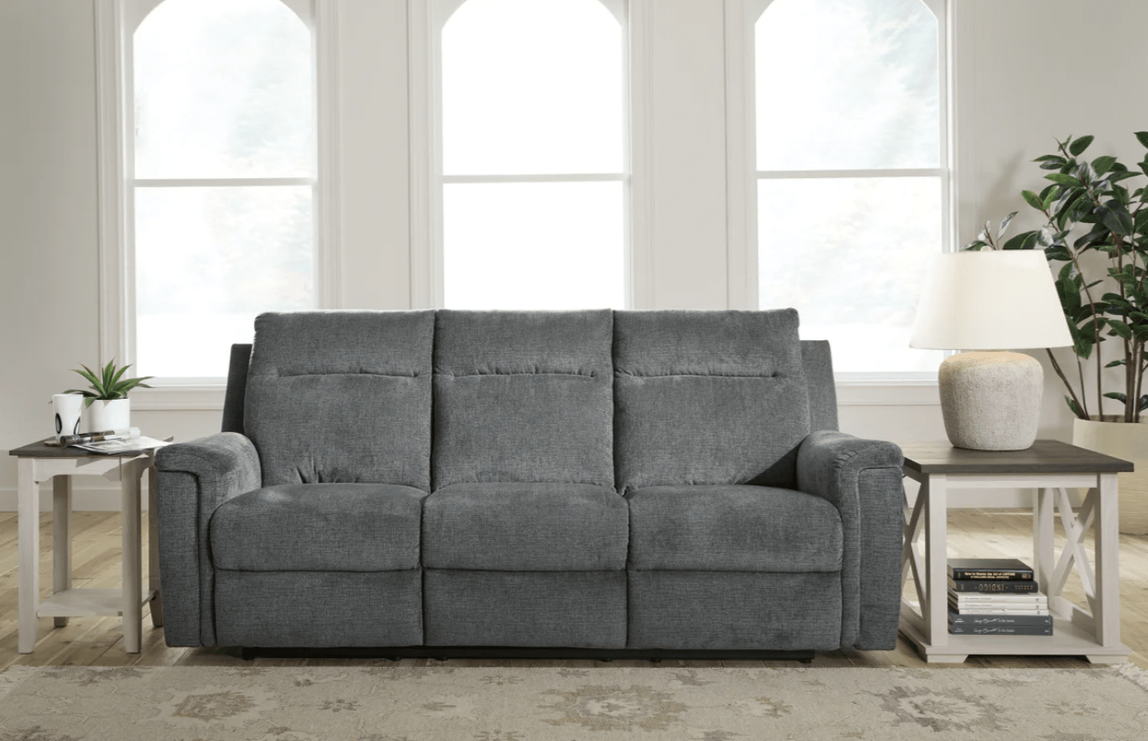 AshleyAshley Barnsana - Power Reclining Sofa, Loveseat, Rocker Recliner - Fabric - Gravel - 33202