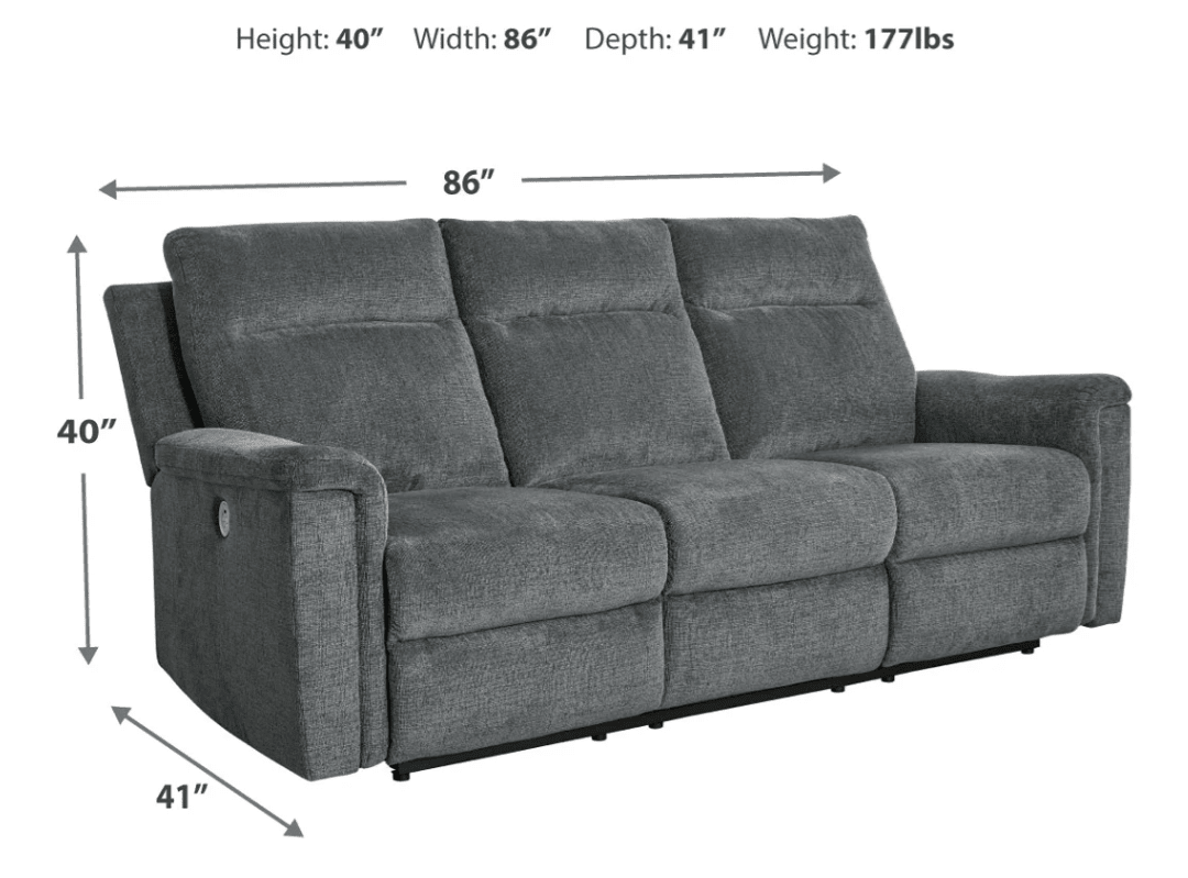 AshleyAshley Barnsana - Power Reclining Sofa, Loveseat, Rocker Recliner - Fabric - Gravel - 33202