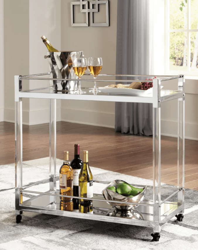 AshleyAshley Chaseton - Bar Cart - Clear / Silver Finish A4000501