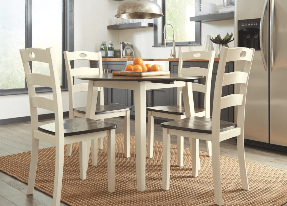 AshleyAshley D335 Woodanville - Round DRM Drop Leaf Table - Cream / Brown