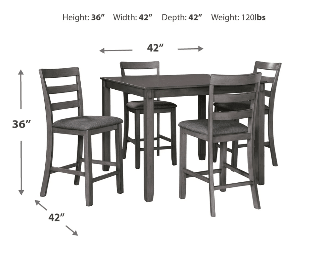 AshleyAshley D383 - 223 Bridson - Square Counter TBL Set (Set of 5) - Gray