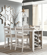 AshleyAshley D394 - 32 Skempton - 5 Pc. - Counter Table, 4 Upholstered Barstools - White