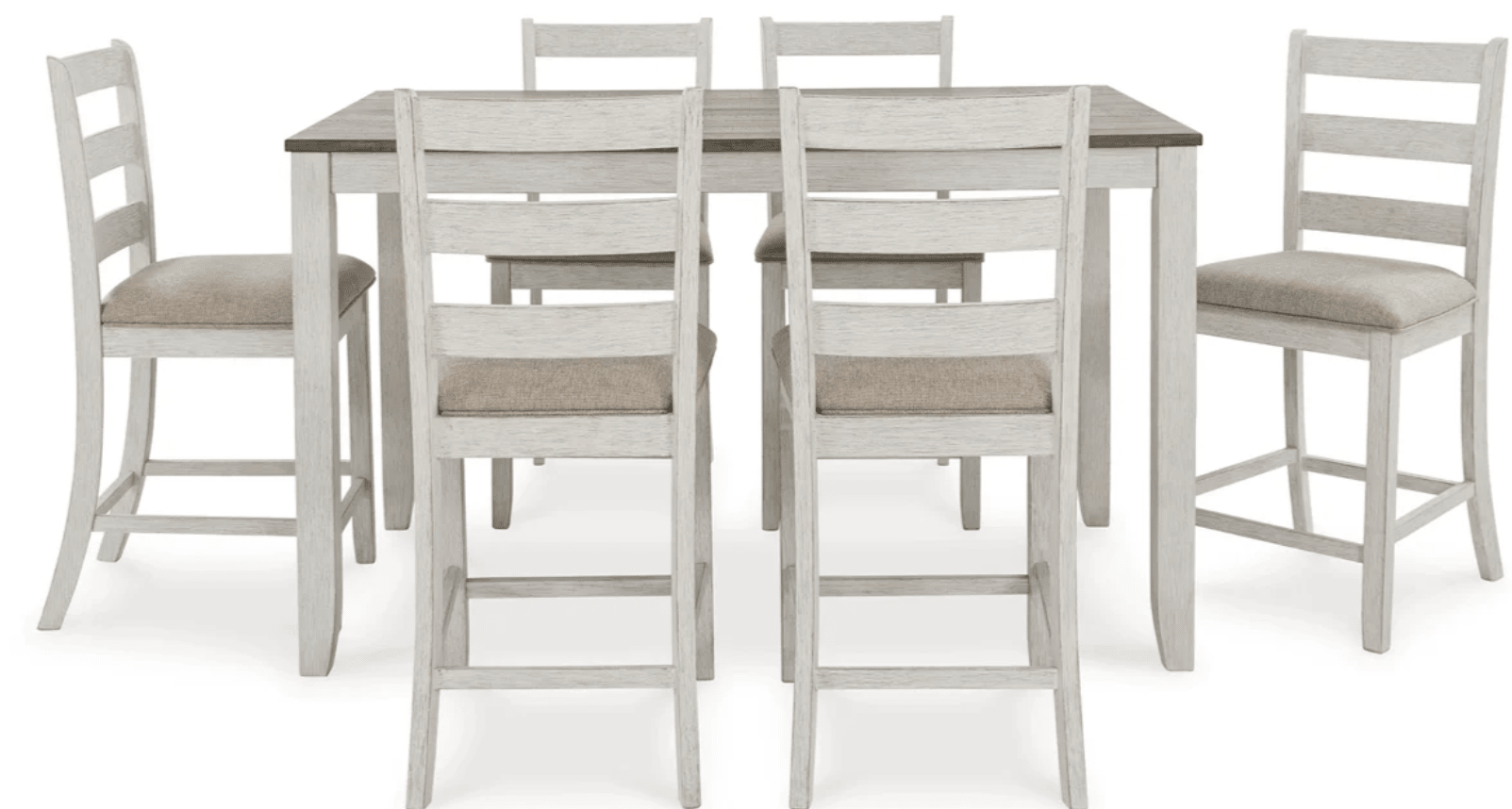 AshleyAshley D394 - 423 Skempton - Counter Height Dining Table and Bar Stools (Set of 7) - White / Light Brown