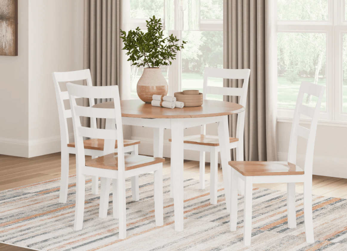 AshleyAshley D398 Gesthaven - Round Dining Room Drop Leaf Table - Natural / White