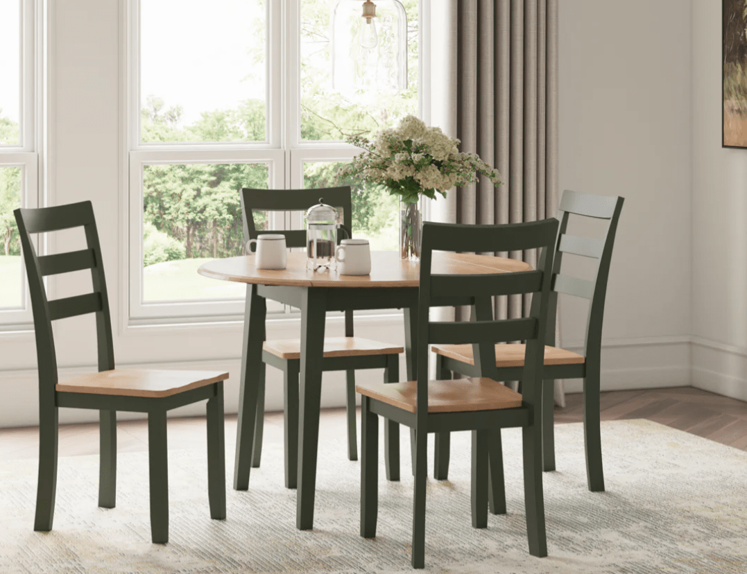 AshleyAshley D401 Gesthaven - Round Dining Room Drop Leaf Table - Natural / Green