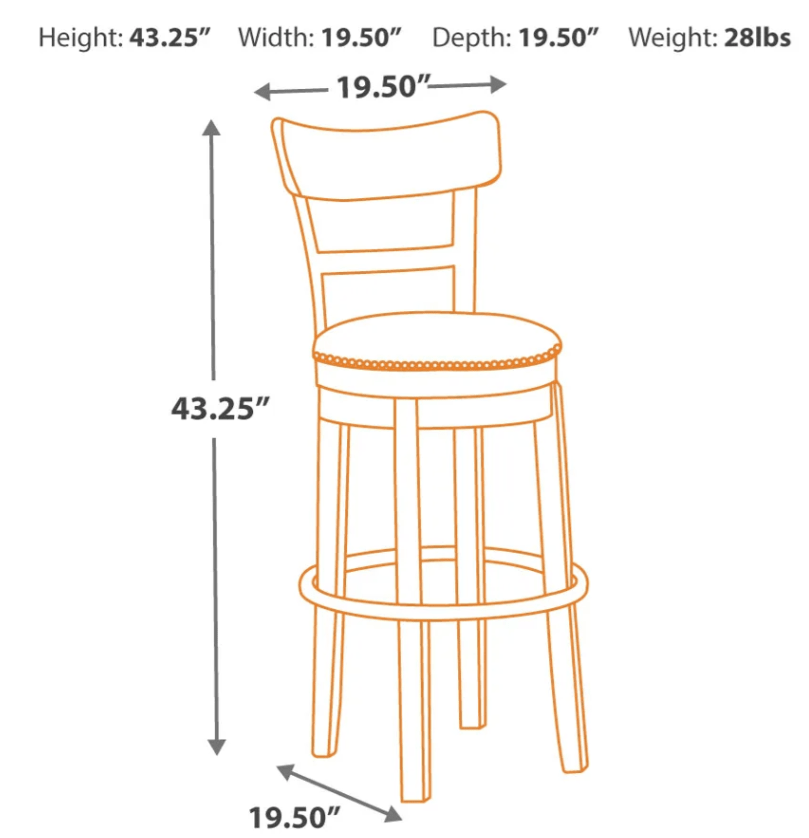 AshleyAshley D542 Pinnadel - UPH Swivel Barstool - Light Brown