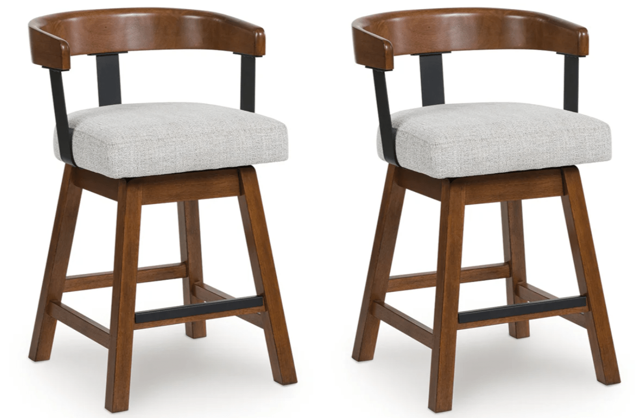 AshleyAshley D594 - 224 Ralene - Upholstered Swivel Barstool (Set of 2) - Medium Brown