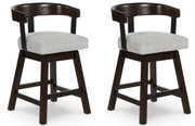 AshleyAshley D596 - 224 Haddigan - Upholstered Swivel Barstool (Set of 2) - Dark Brown