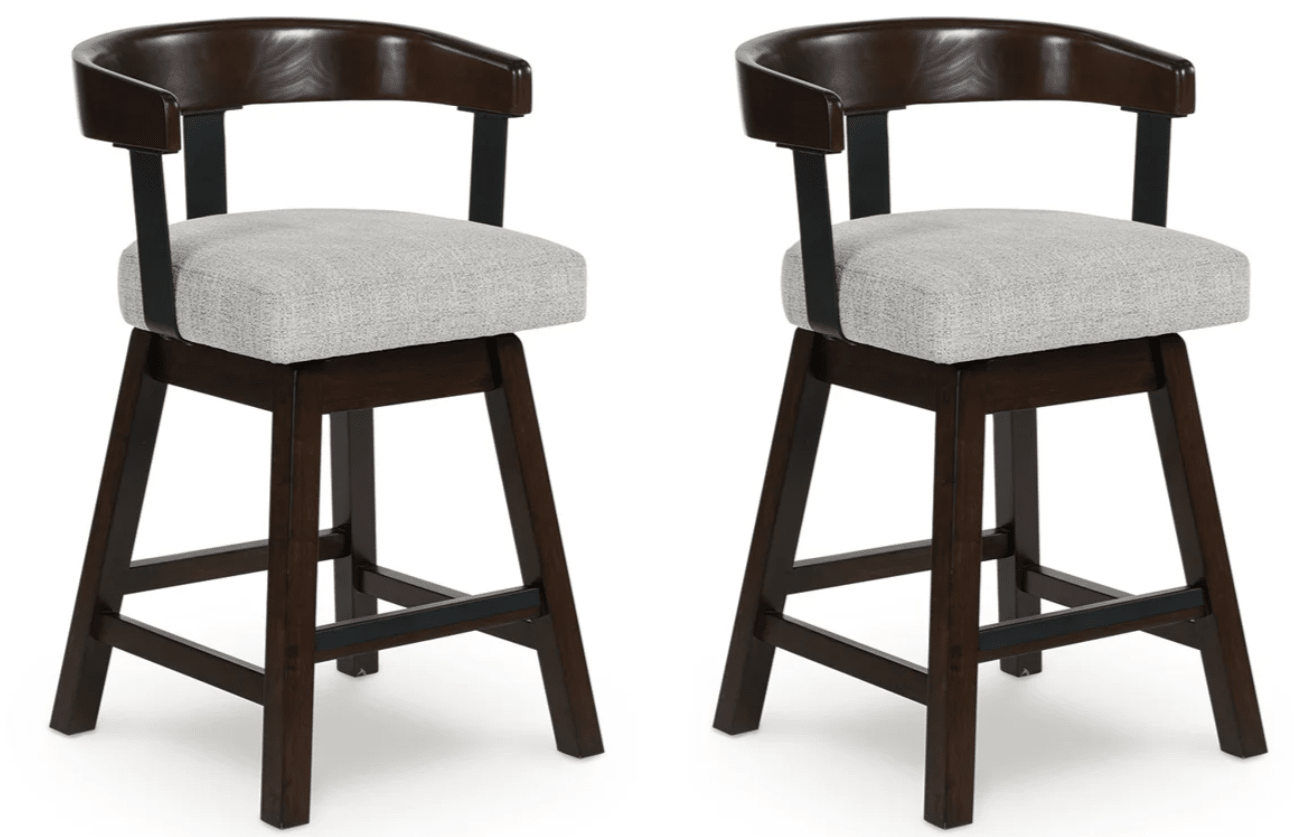 AshleyAshley D596 - 224 Haddigan - Upholstered Swivel Barstool (Set of 2) - Dark Brown