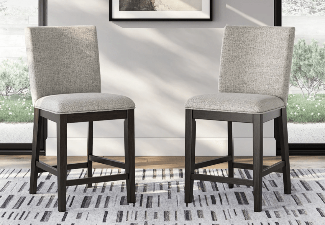 AshleyAshley D618 - 124 Neymorton - Upholstered Barstool (Set of 2) - Dark Grayish Brown