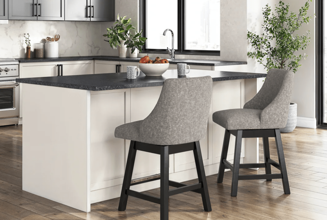 AshleyAshley D618 - 224 Neymorton - Upholstered Swivel Barstool (Set of 2) - Dark Grayish Brown