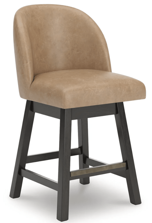 AshleyAshley D618 - 324 Neymorton - Upholstered Swivel Faux Leather Barstool (Set of 2) - Dark Grayish Brown