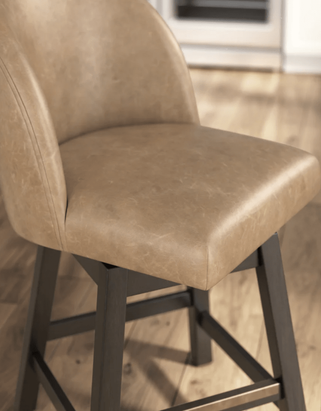 AshleyAshley D618 - 324 Neymorton - Upholstered Swivel Faux Leather Barstool (Set of 2) - Dark Grayish Brown