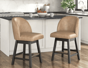 AshleyAshley D618 - 324 Neymorton - Upholstered Swivel Faux Leather Barstool (Set of 2) - Dark Grayish Brown