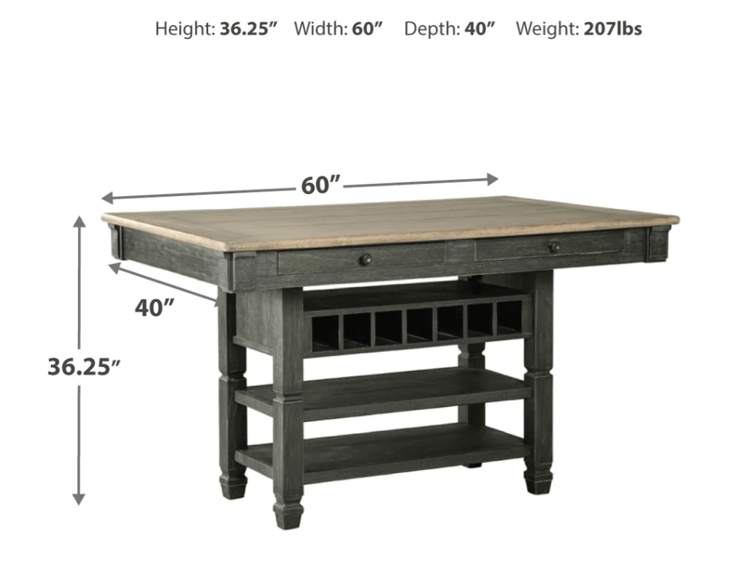 AshleyAshley D736 - 32 Tyler Creek - Rectangular Dining Room Counter Table - Black / Gray