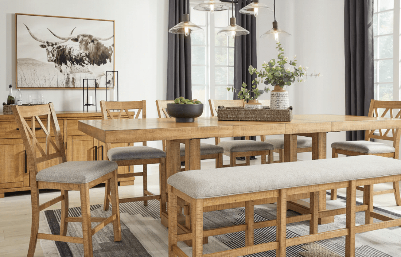 AshleyAshley D773 - 09 Havonplane - XL Counter Height Upholstered Dining Bench - Brown