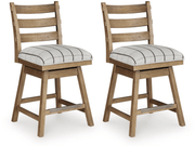 AshleyAshley D858 - 224 Ridgester - Upholstered Swivel Barstool (Set of 2) - Light Brown