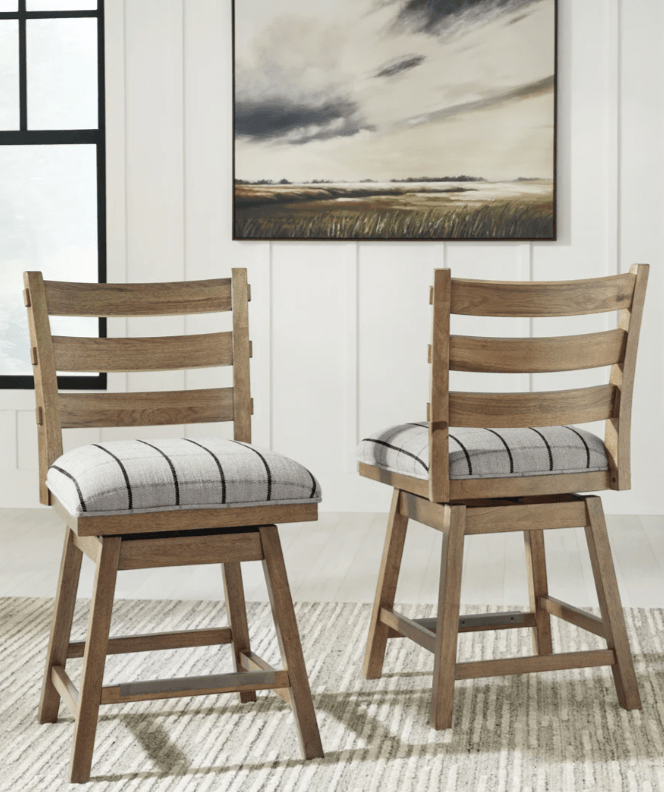 AshleyAshley D858 - 224 Ridgester - Upholstered Swivel Barstool (Set of 2) - Light Brown