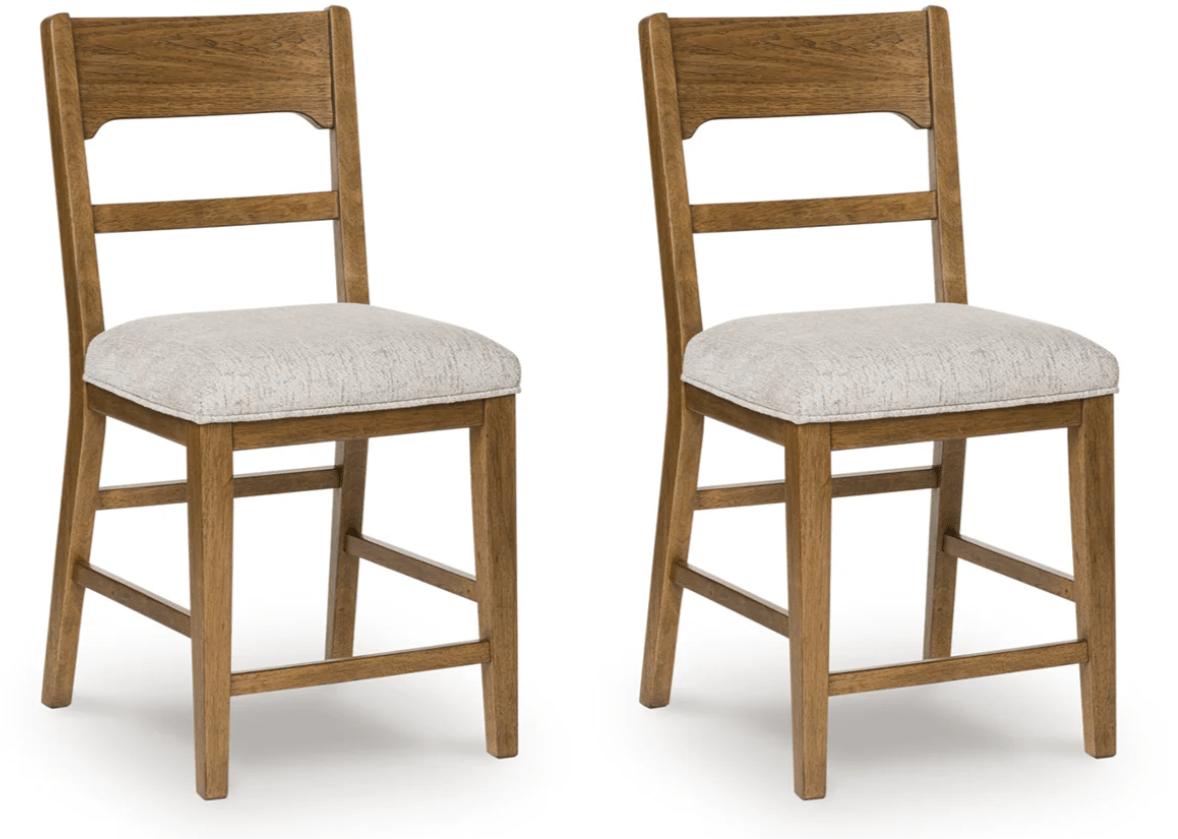 AshleyAshley D974 - 224 Cabalynn - Upholstered Barstool (Set of 2) - Oatmeal / Light Brown