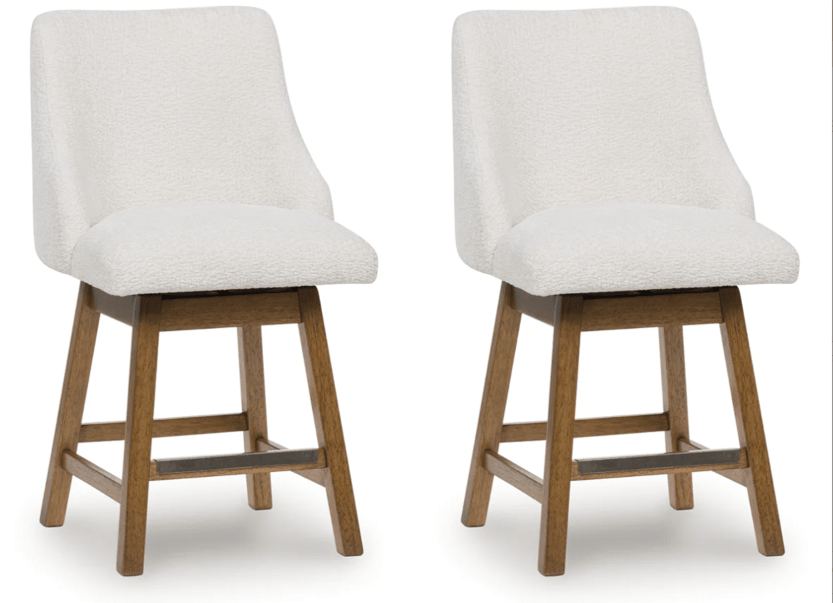 AshleyAshley D974 - 324 Cabalynn - Upholstered Swivel Barstool (Set of 2) - Oatmeal / Light Brown
