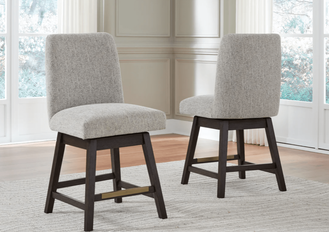 AshleyAshley D984 - 124 Swivel Barstool (Set of 2) - Beige / Dark Brown