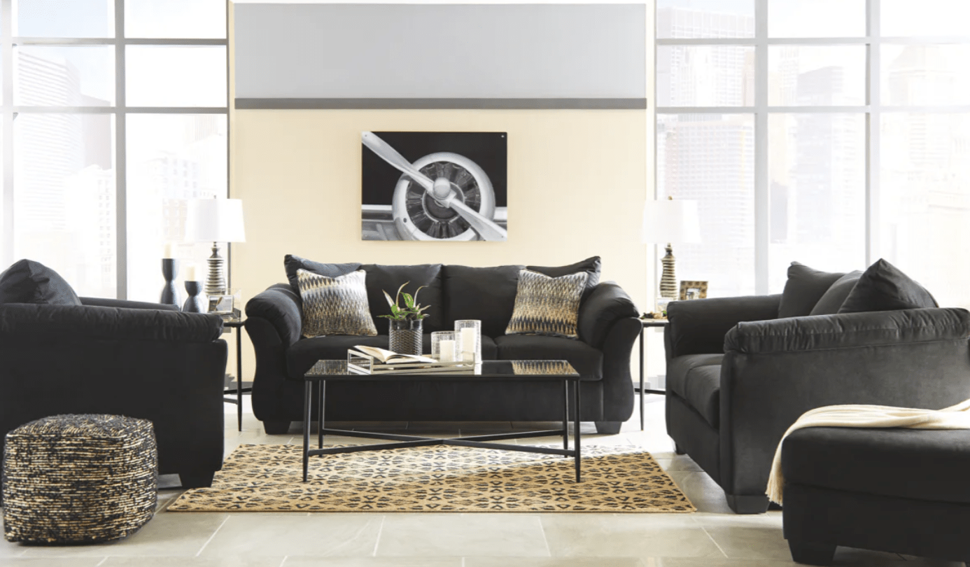 AshleyAshley Darcy - 75008 - Sofa, Loveseat, Chair, Ottoman - Black