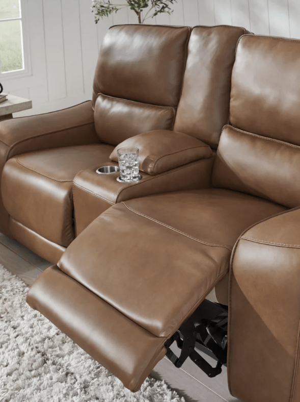 AshleyAshley DeepWakes - PCU62606 - 2 Seat Power Reclining Sofa Adjustable Headrest, Loveseat, Recliner Chair - Caramel