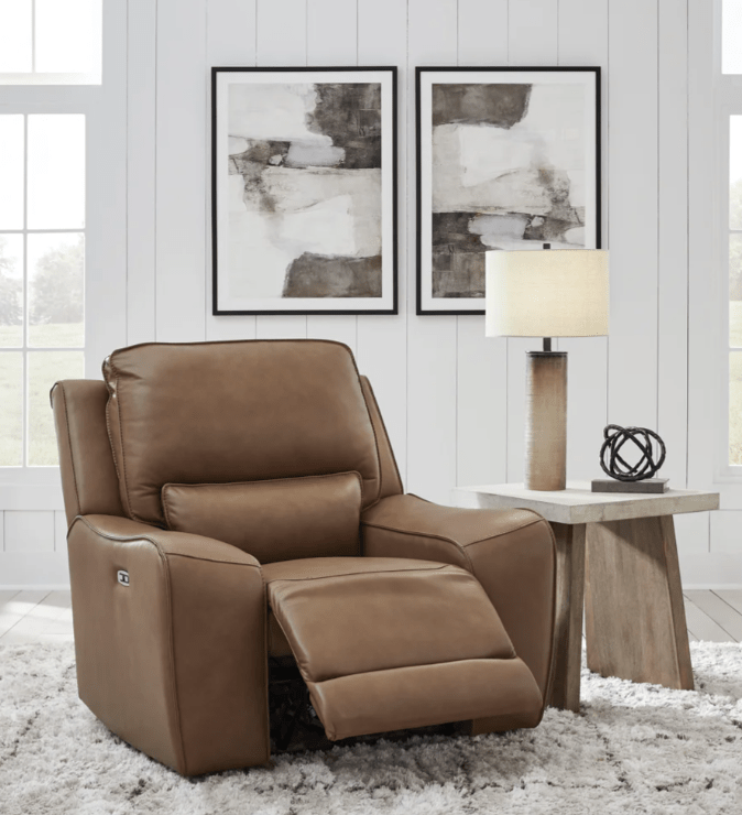 AshleyAshley DeepWakes - PCU62606 - 2 Seat Power Reclining Sofa Adjustable Headrest, Loveseat, Recliner Chair - Caramel