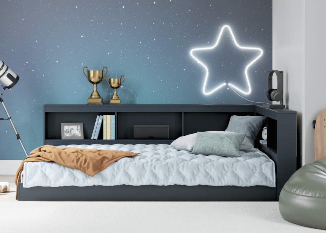 AshleyAshley EB1528 Bookcase Storage Bed - Navy Blue