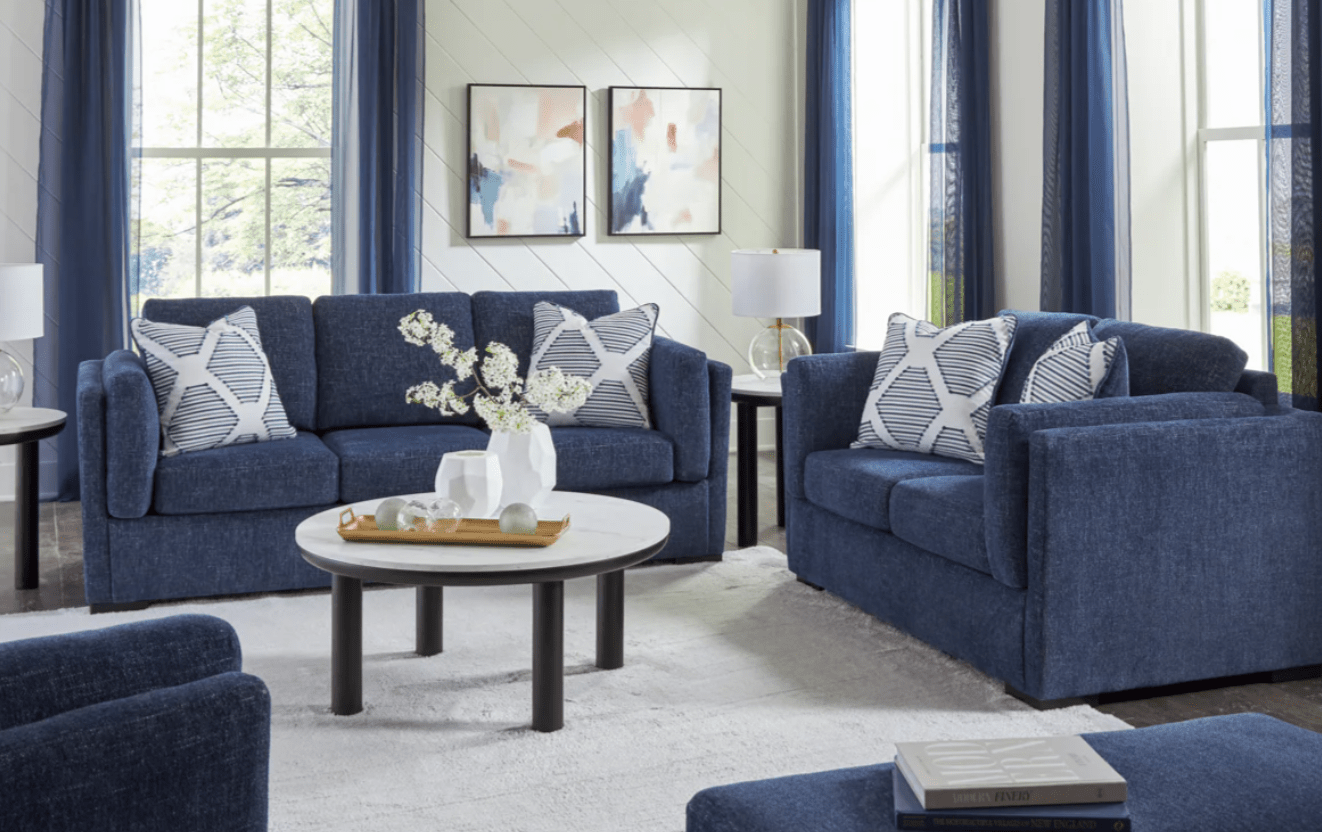 AshleyAshley Evansley - Sofa, Loveseat, Chair And A Half, Ottoman - Navy - 54502