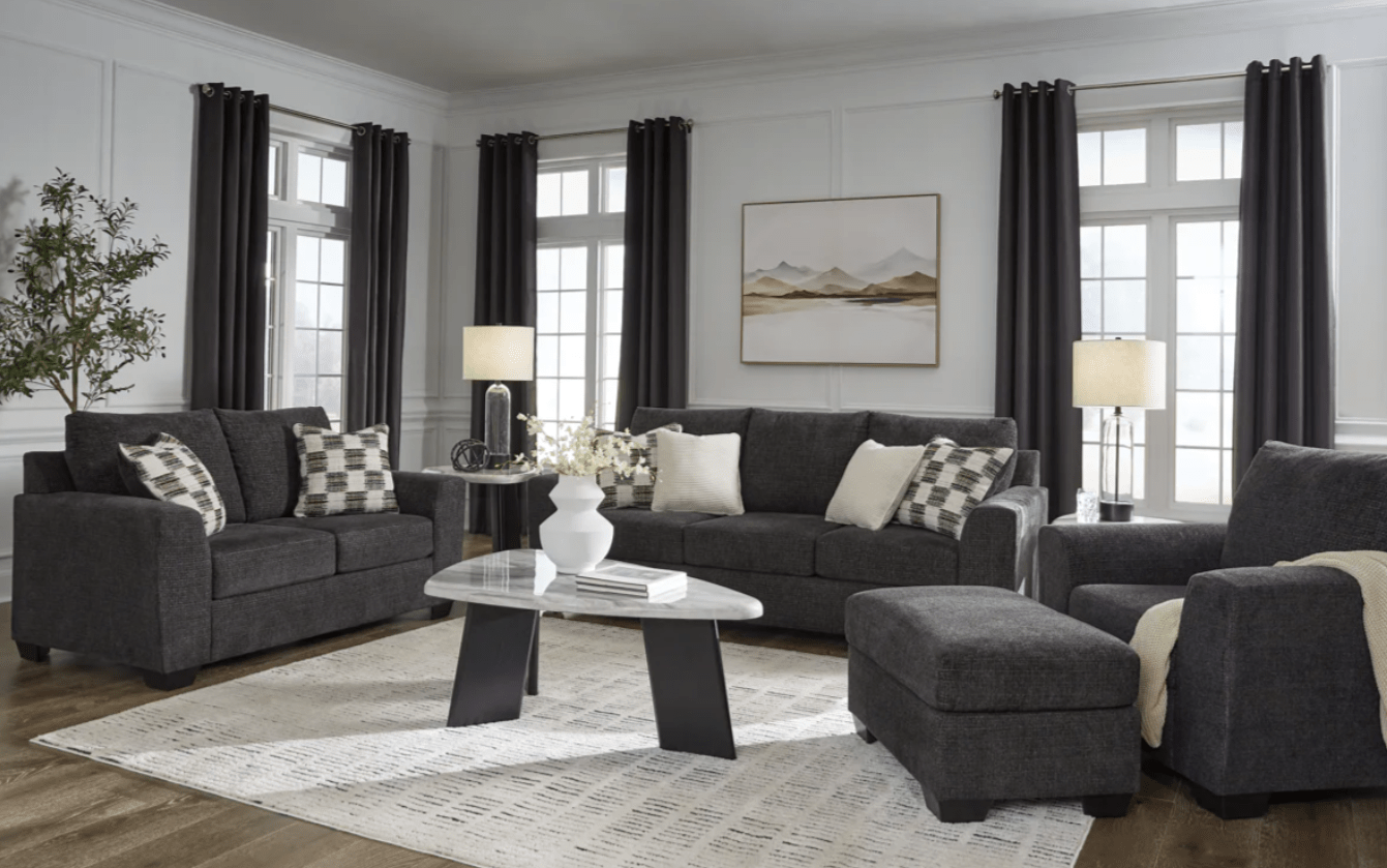 AshleyAshley Loreo - 63101 - Sofa, Loveseat, Chair, Ottoman - Ebony