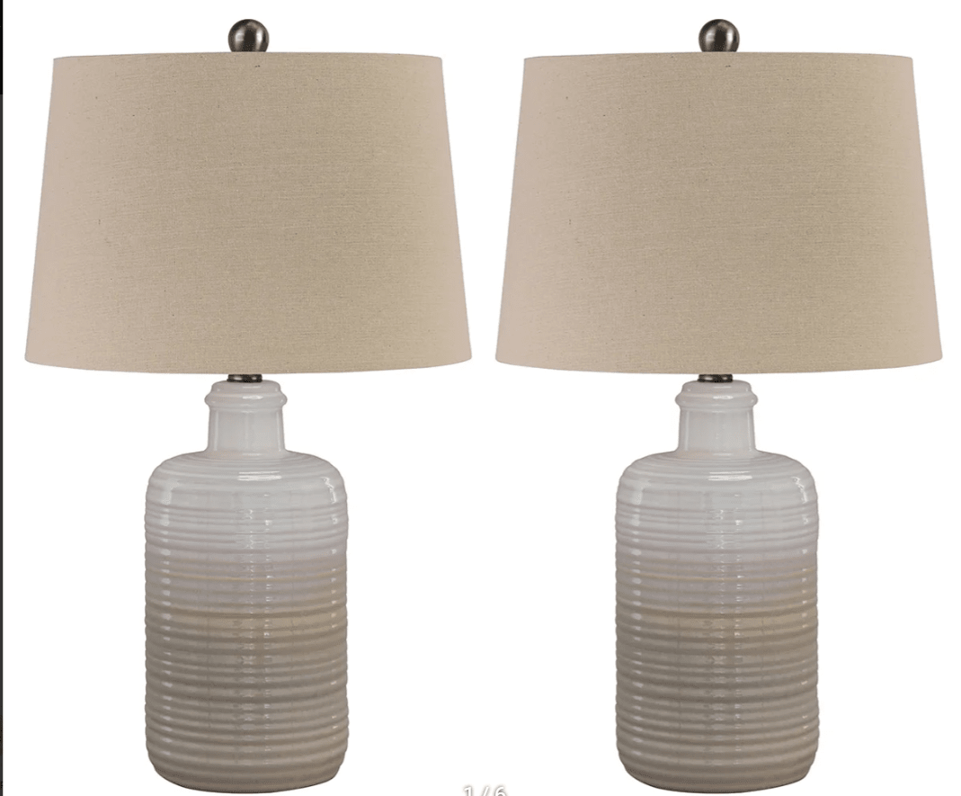 AshleyAshley Marnina - Ceramic Table Lamp (Set of 2) - Taupe