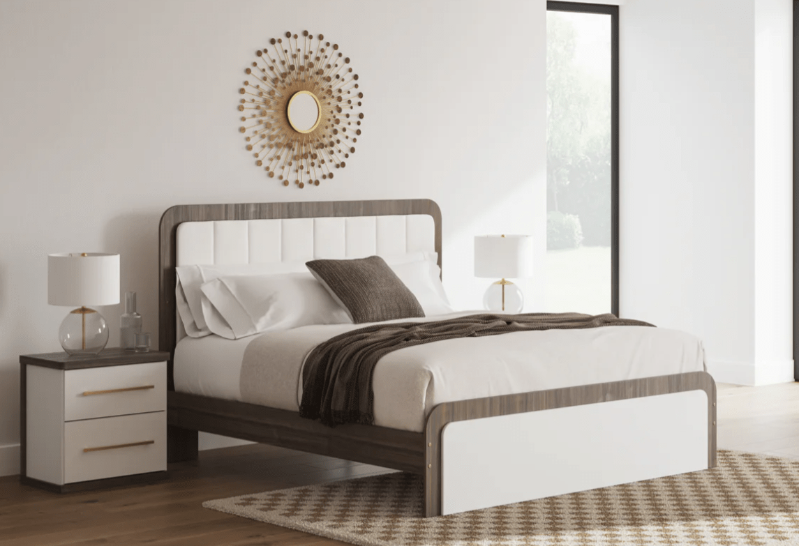 AshleyAshley PCB1108 Kendanport - Upholstered Bed - White / Brown